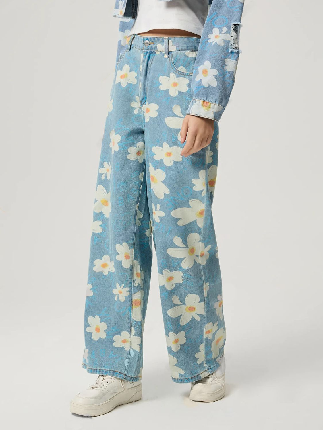 Floral Wide Leg Jeans