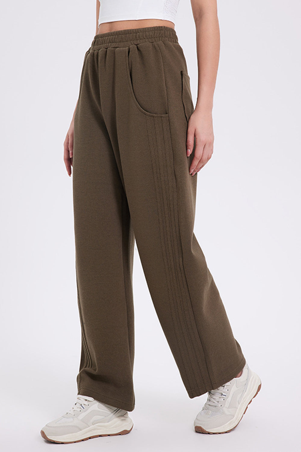 Elastic Waist Straight-Leg Pants