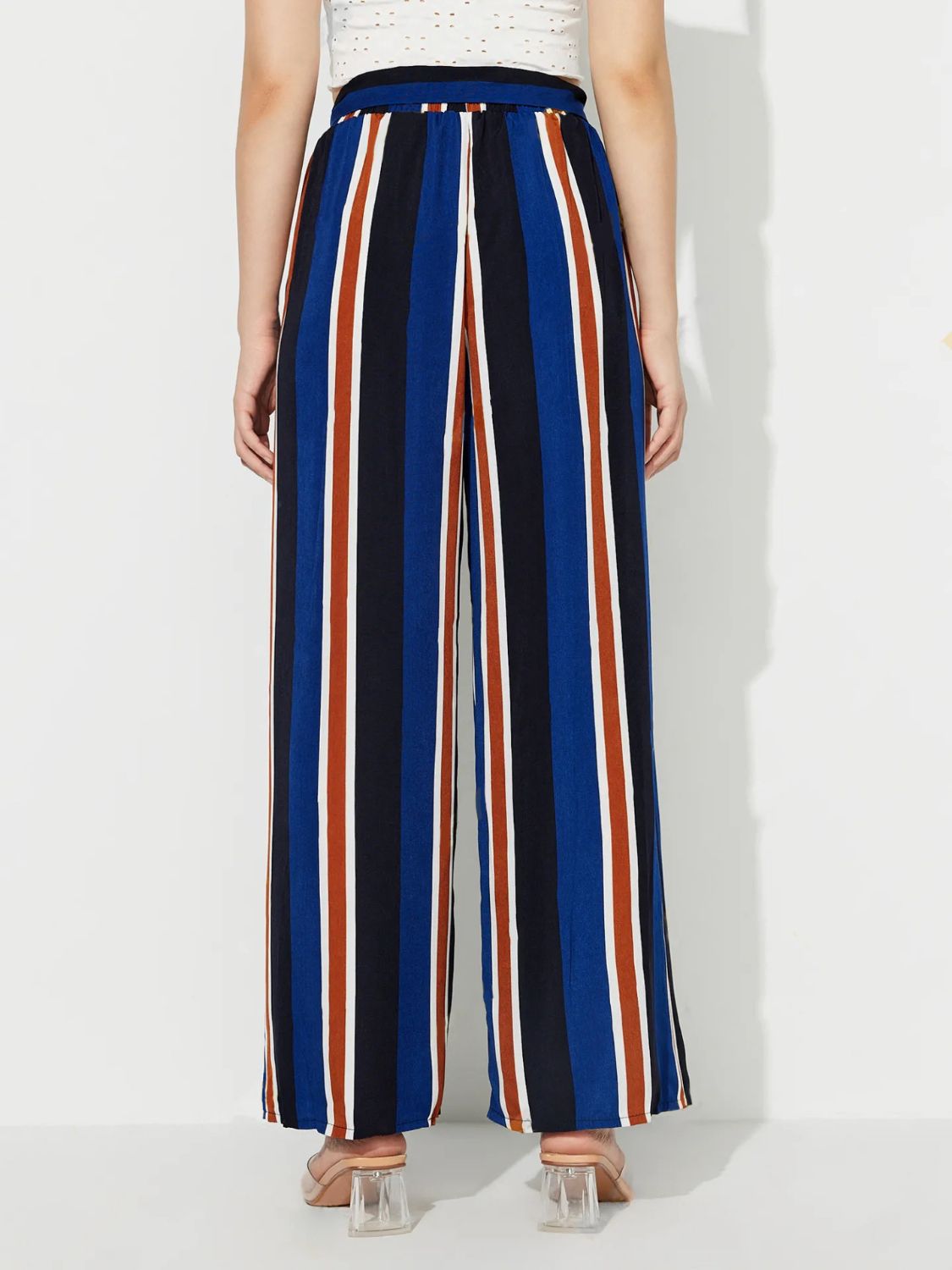 Side Slit Contrast Wide-Leg Pants