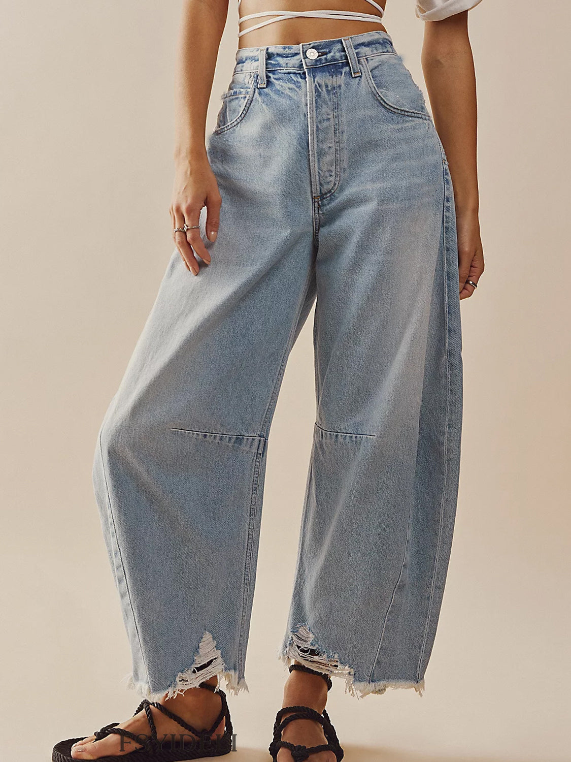 Raw Hem Wide Leg Jeans