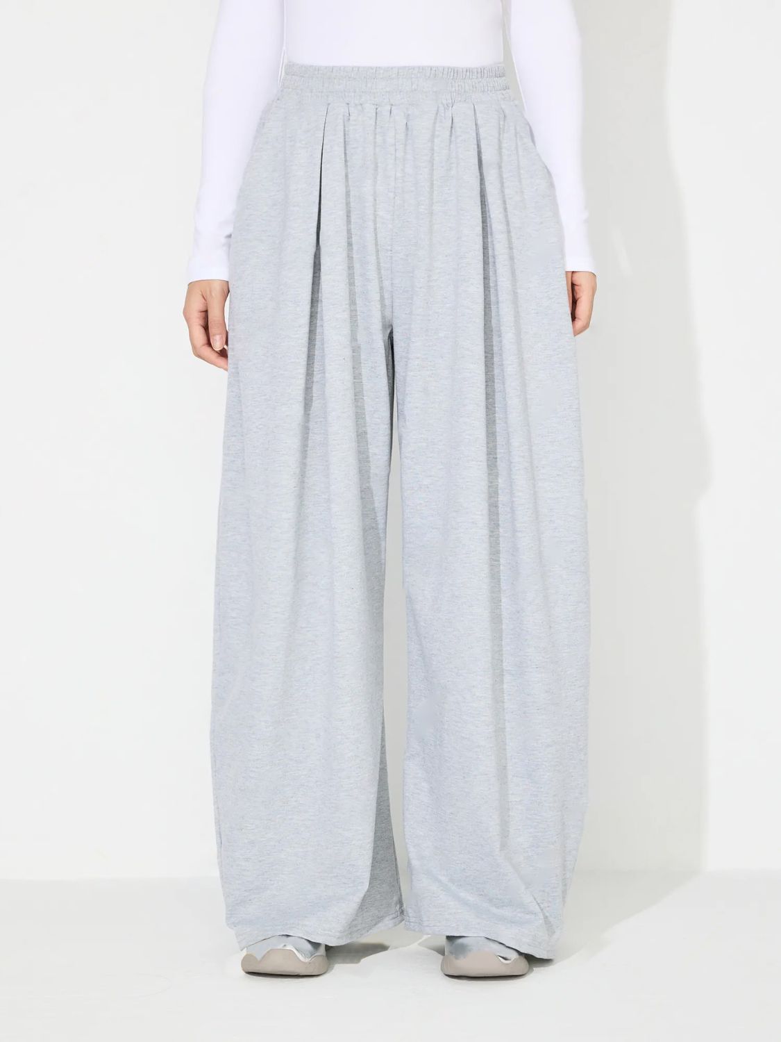 Elastic Waist Wide-Leg Pants with Pockets