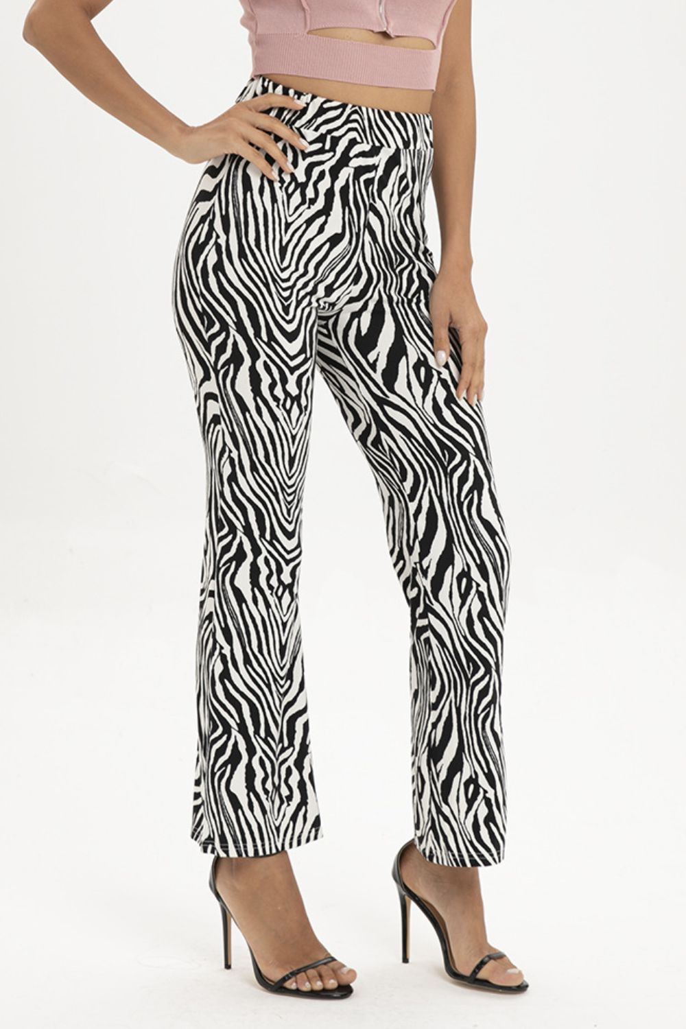 Zebra Print Straight-Leg Pants