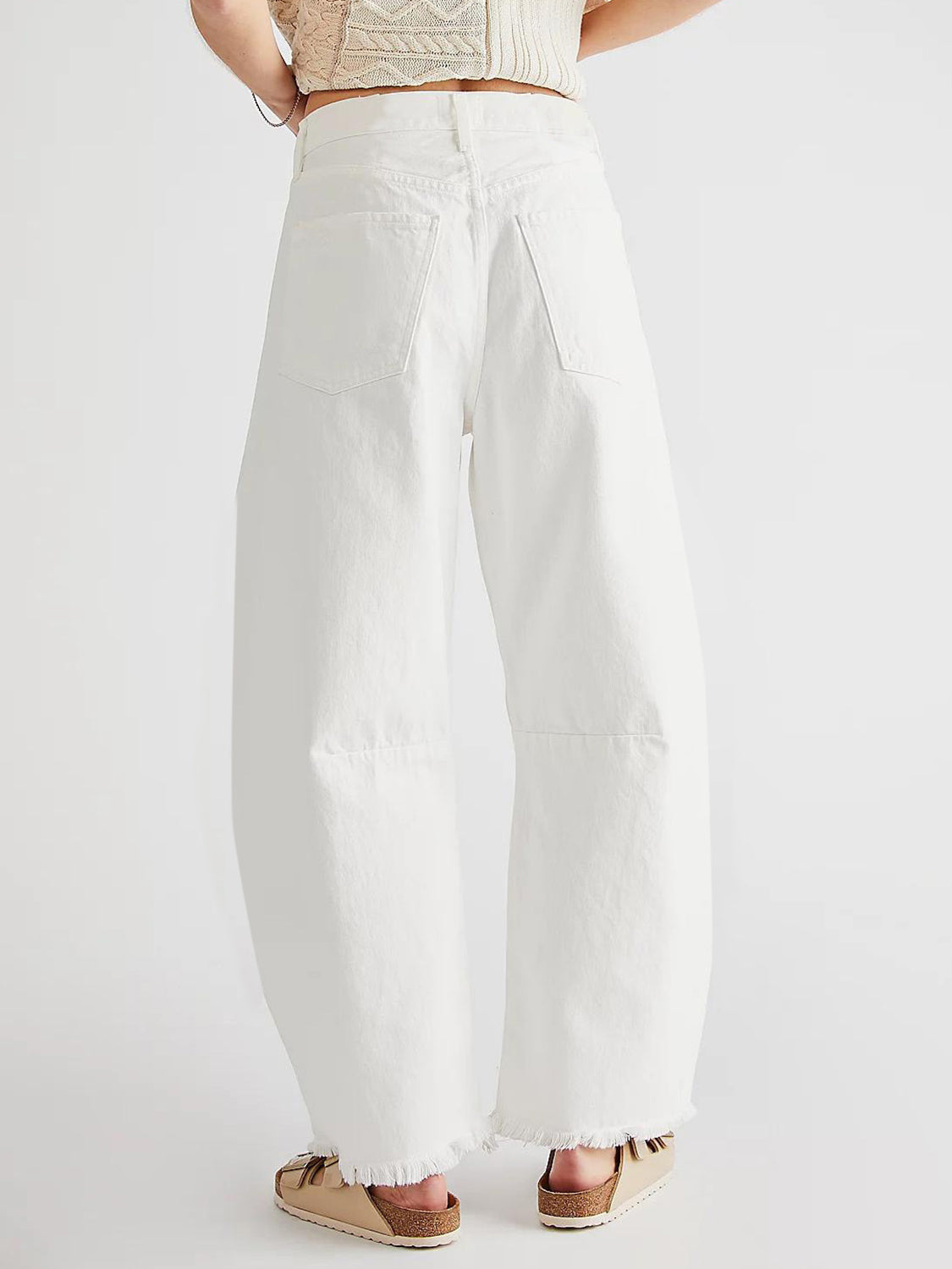 Raw Hem Wide Leg Jeans