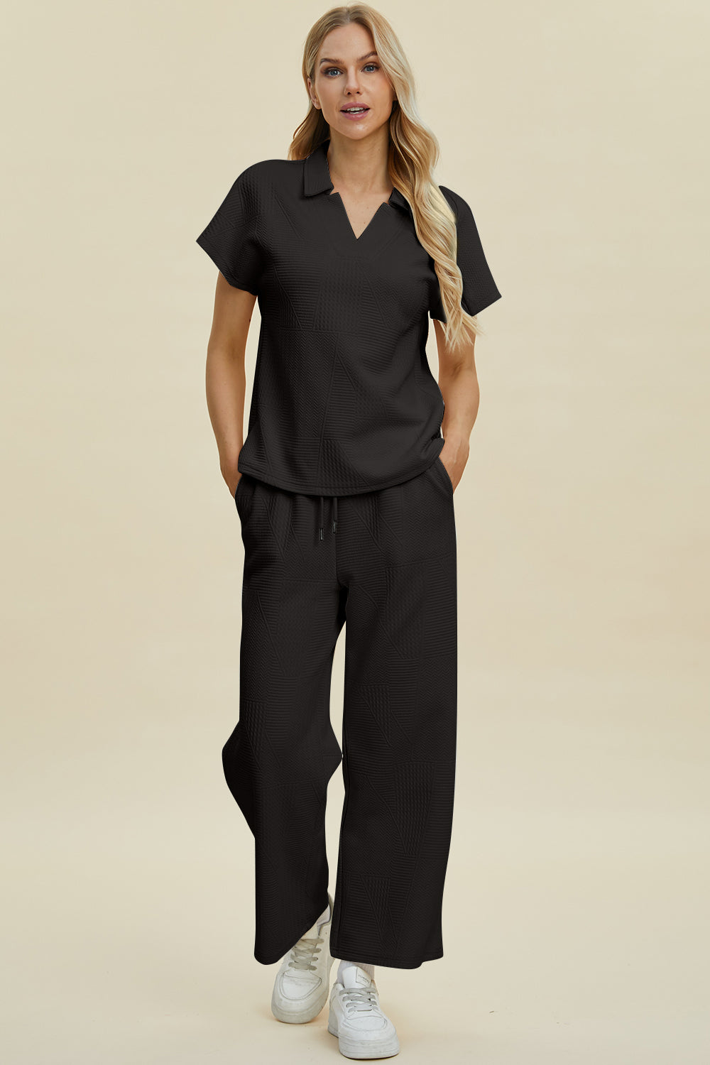 Collared Short Sleeve Top & Pants Set