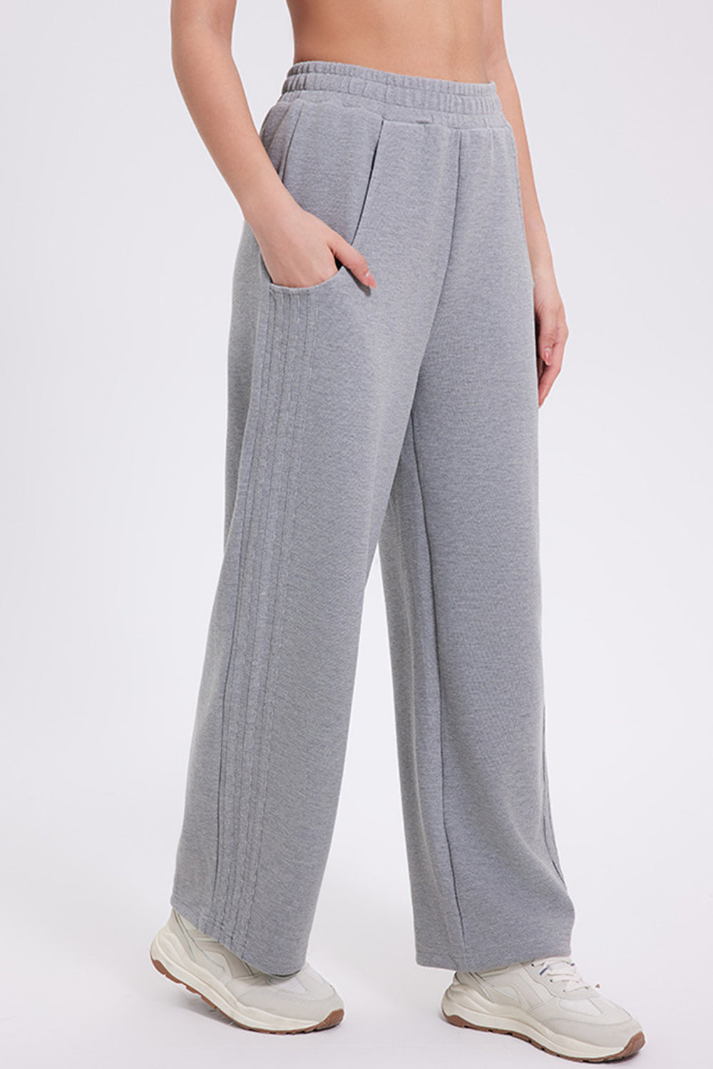 Elastic Waist Straight-Leg Pants
