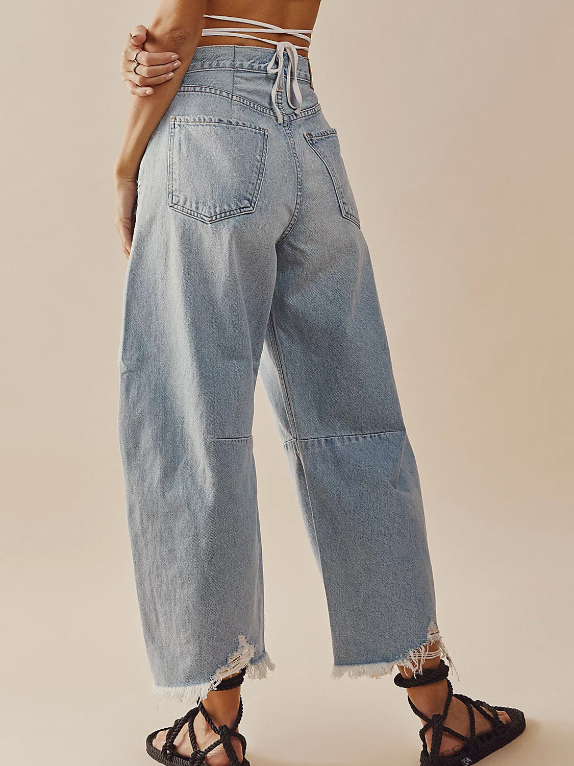 Raw Hem Wide Leg Jeans