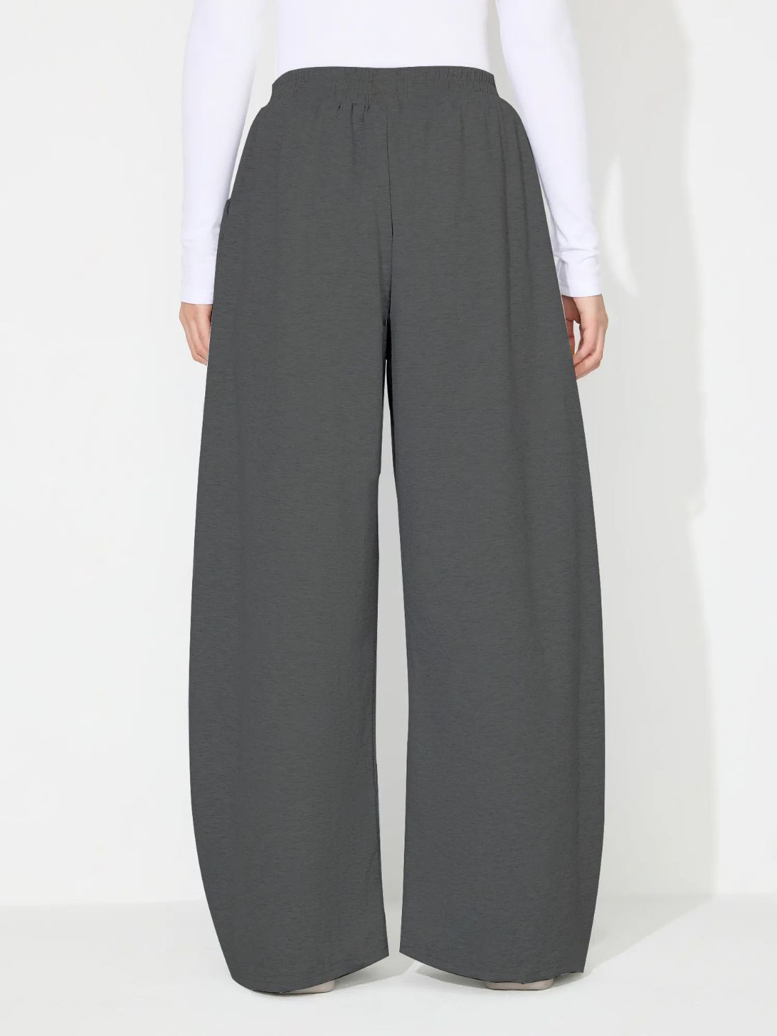 Elastic Waist Wide-Leg Pants with Pockets