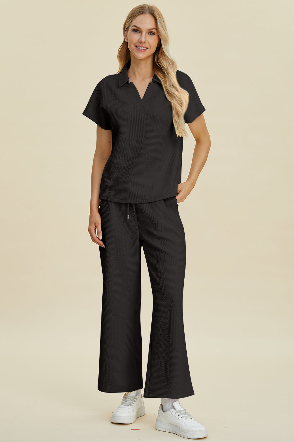 Collared Short Sleeve Top & Pants Set