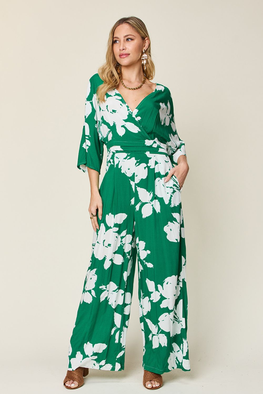 Printed Tie-Back Wide-Leg Jumpsuit