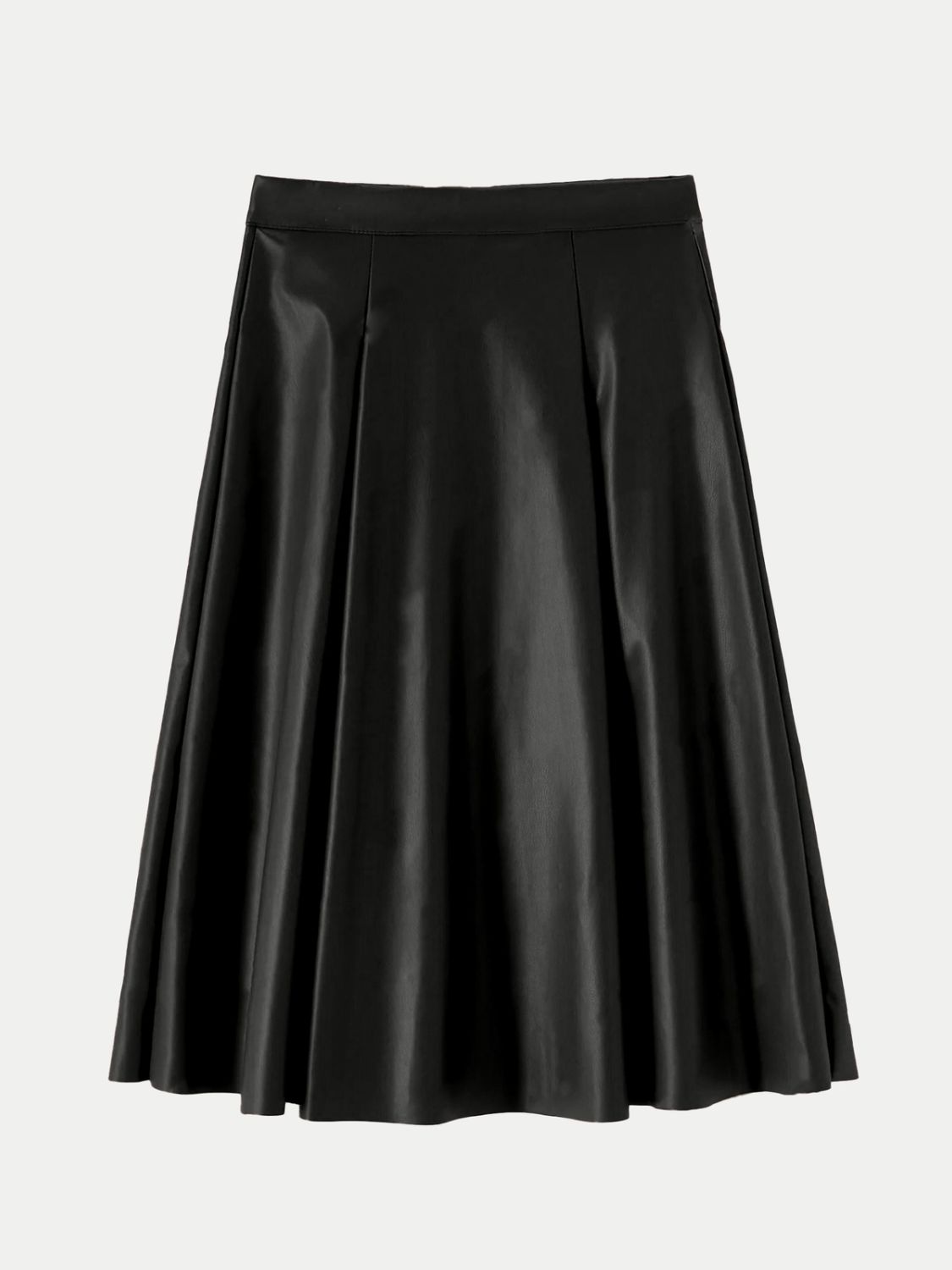 High-Waist Zipper Midi Skirt