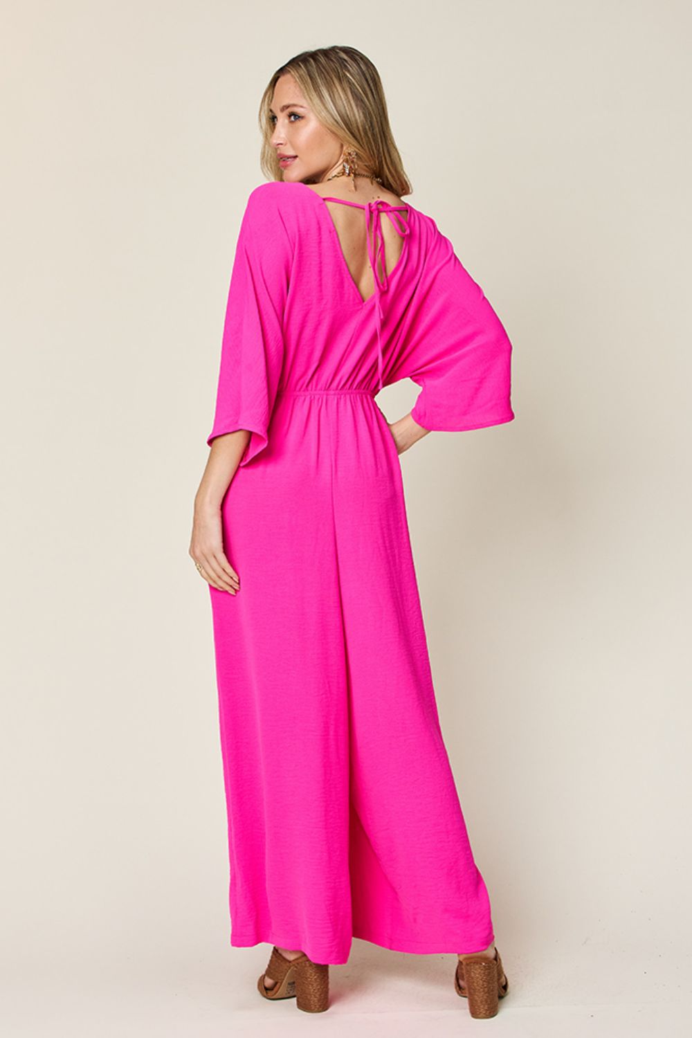 Surplice Wide-Leg Jumpsuit with Pockets