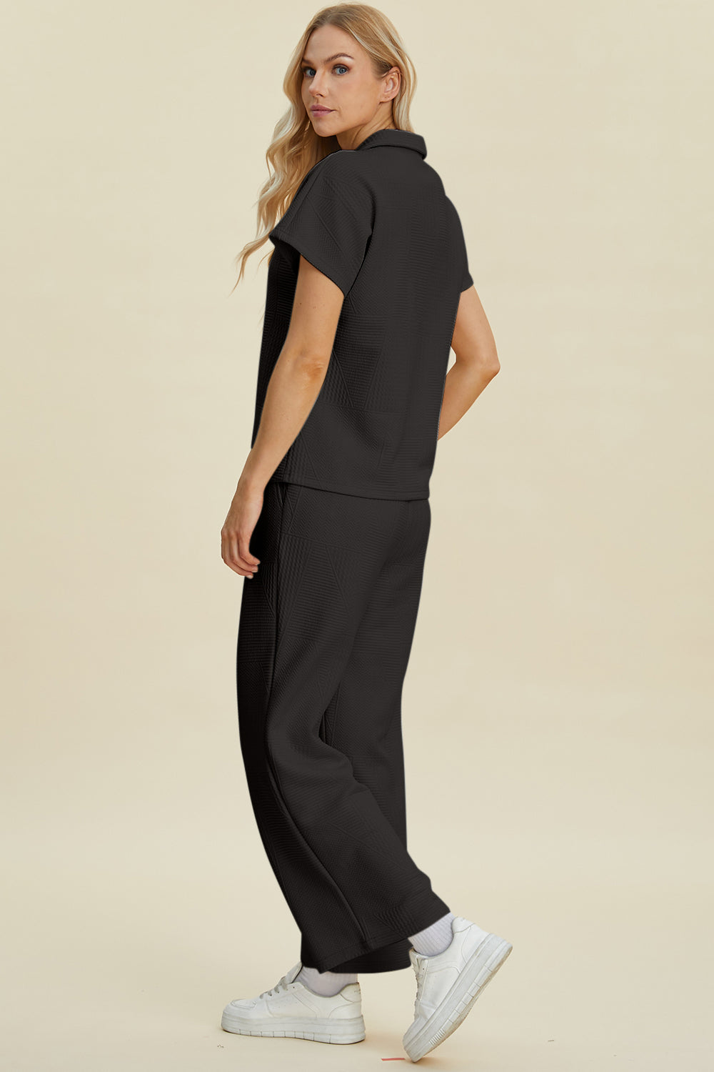Collared Short Sleeve Top & Pants Set