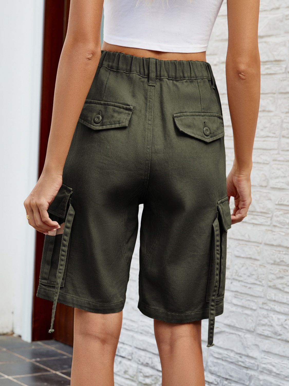 High-Waist Denim Shorts with Pockets