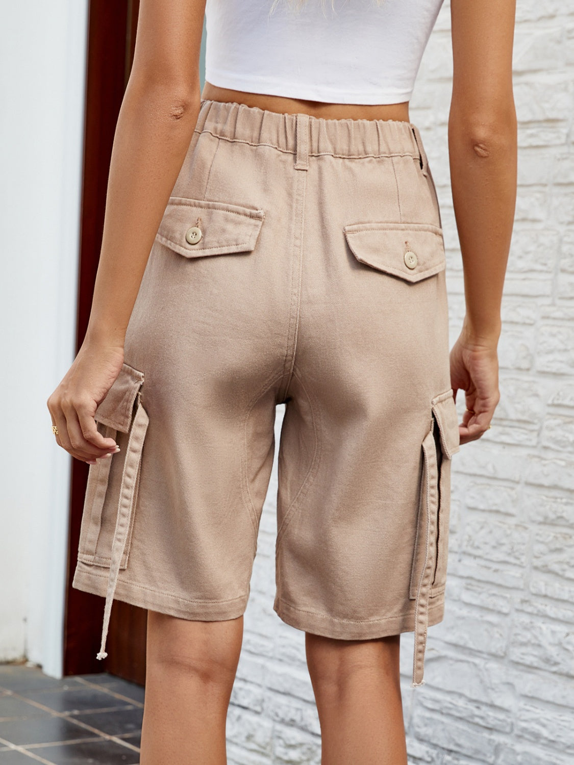 High-Waist Denim Shorts with Pockets
