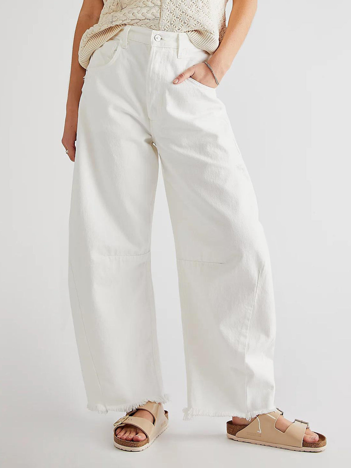 Raw Hem Wide Leg Jeans