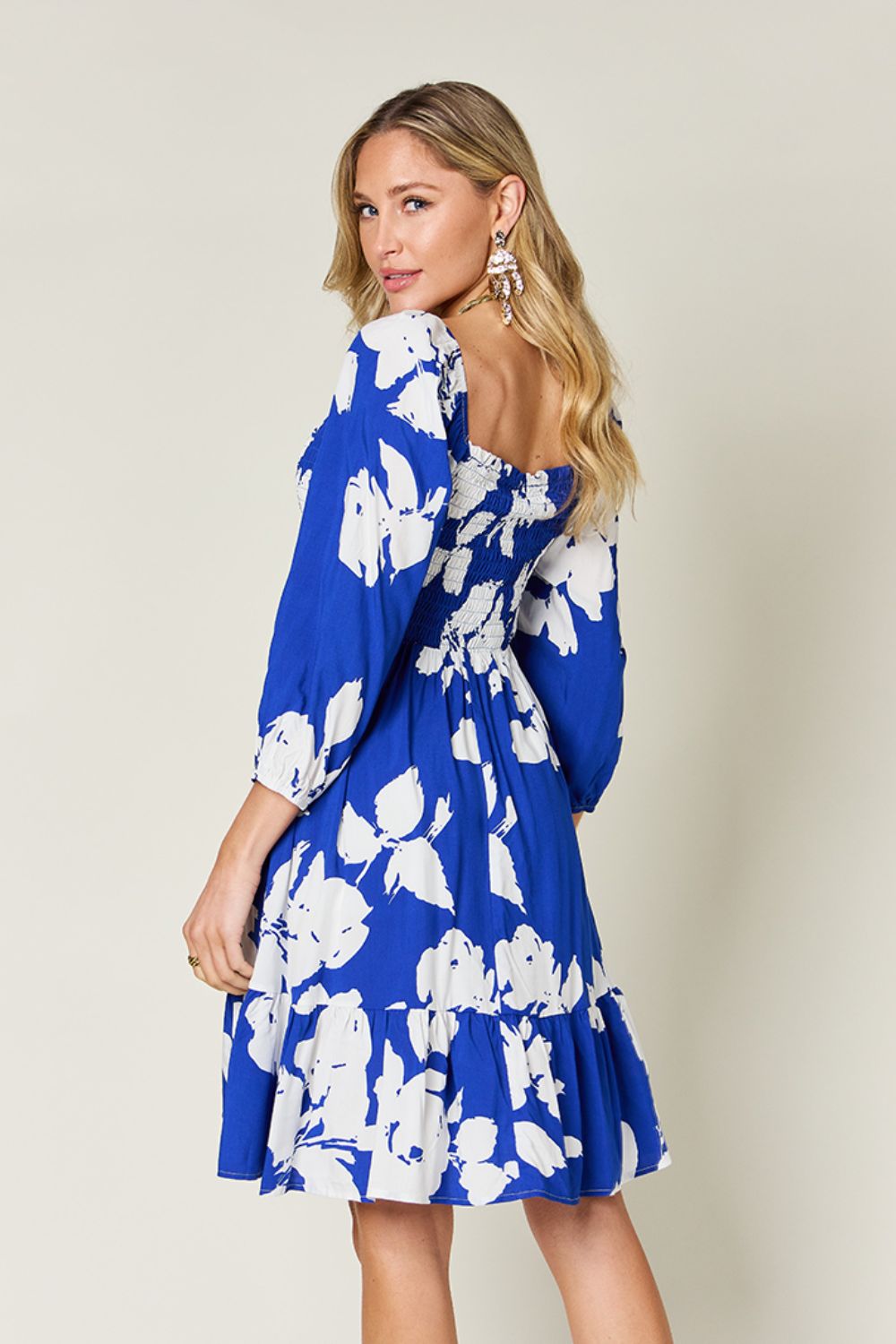 Floral Smocked Ruffle Dress with Pockets