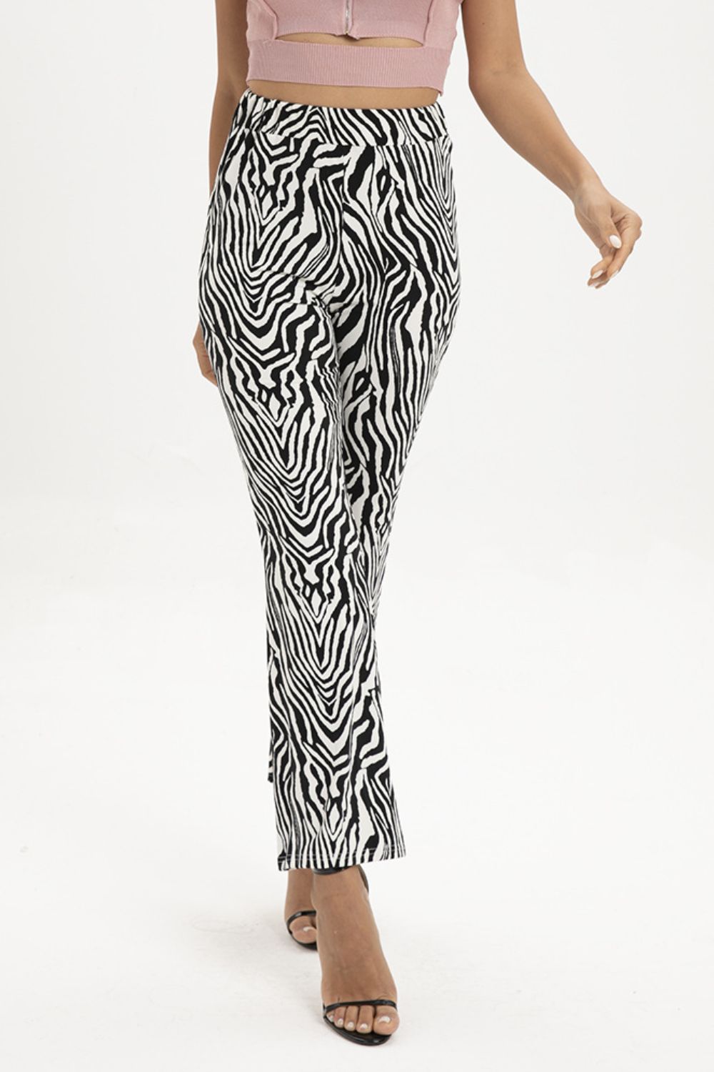 Zebra Print Straight-Leg Pants