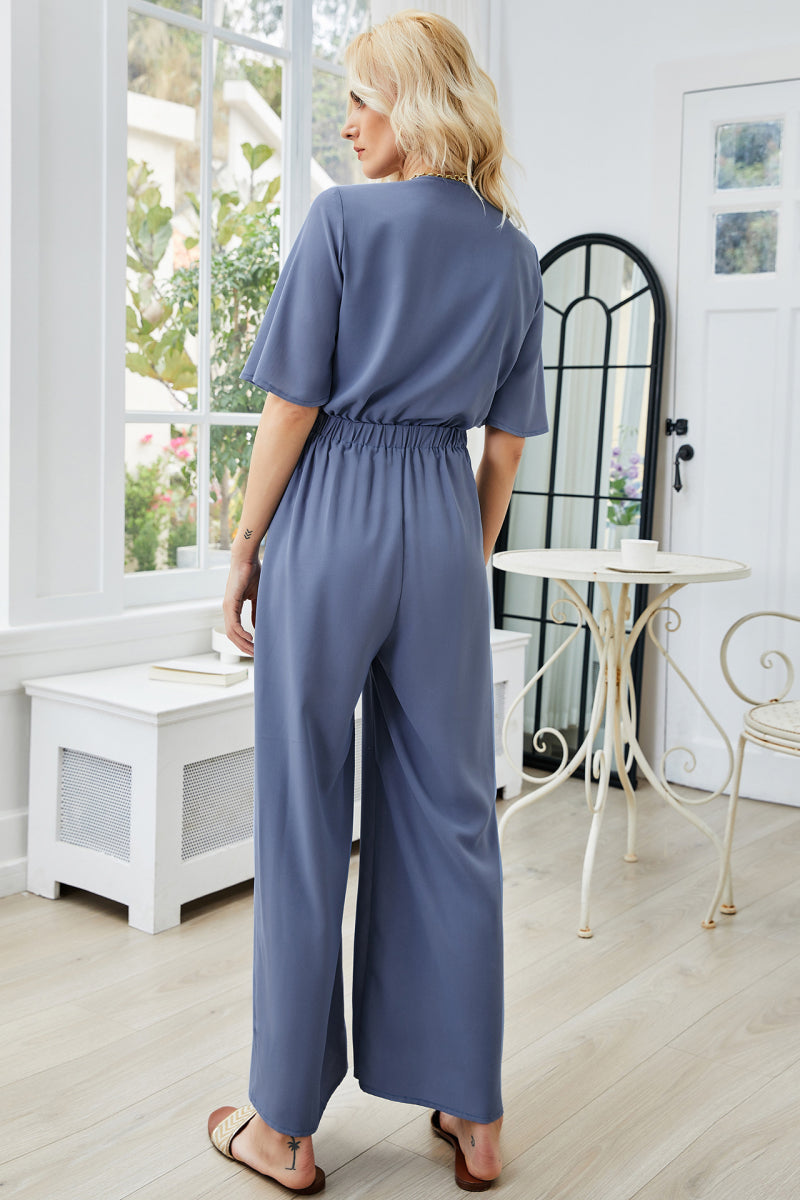Tie-Front Cutout Wide-Leg Jumpsuit
