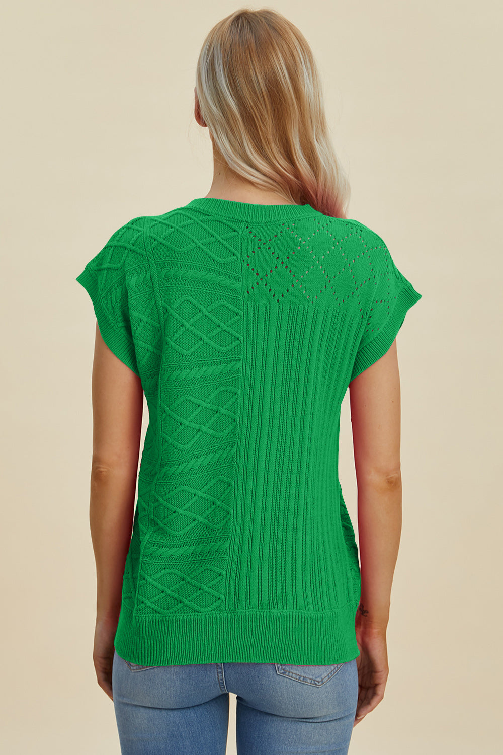 Cable-Knit Cap Sleeve Sweater