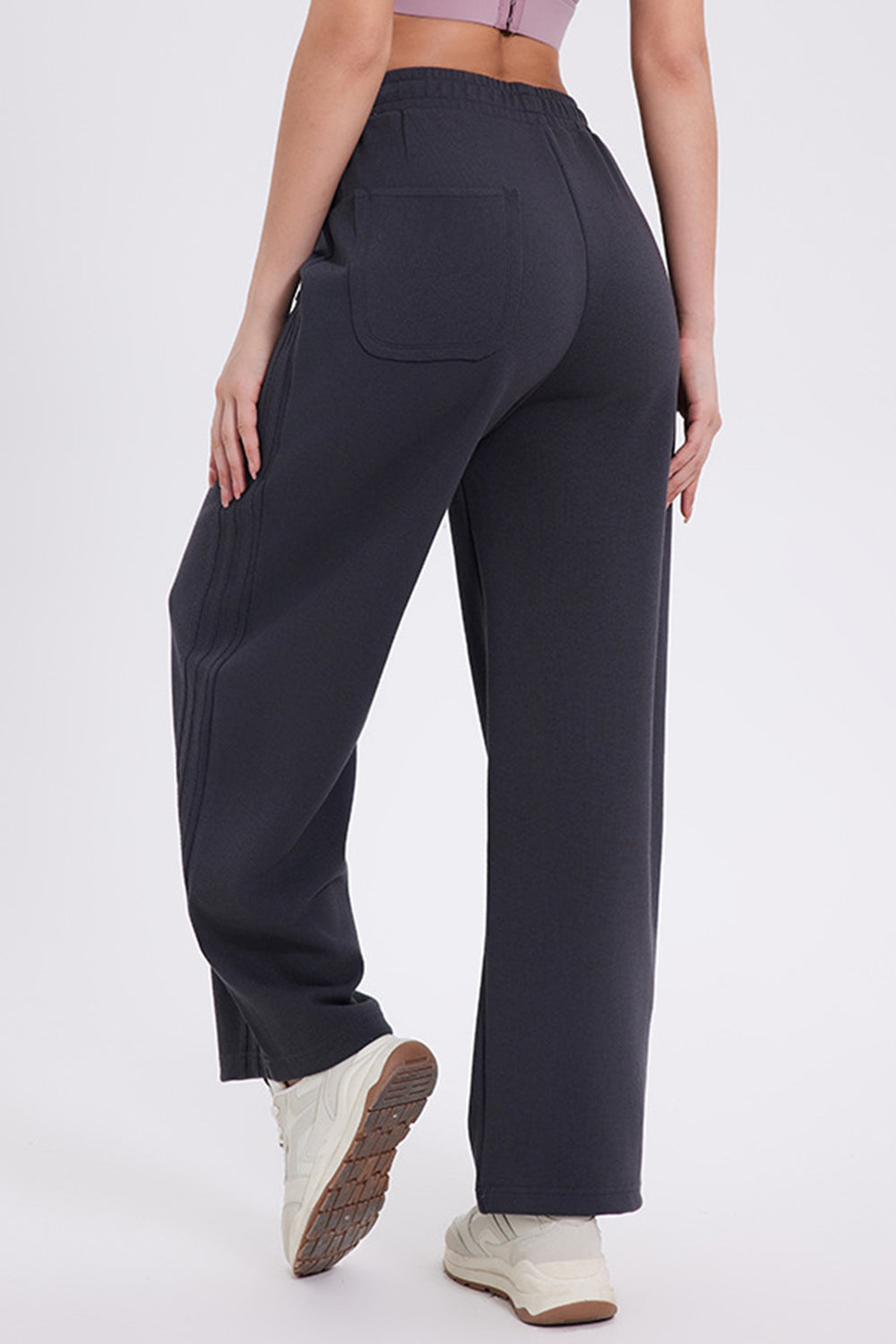 Elastic Waist Straight-Leg Pants