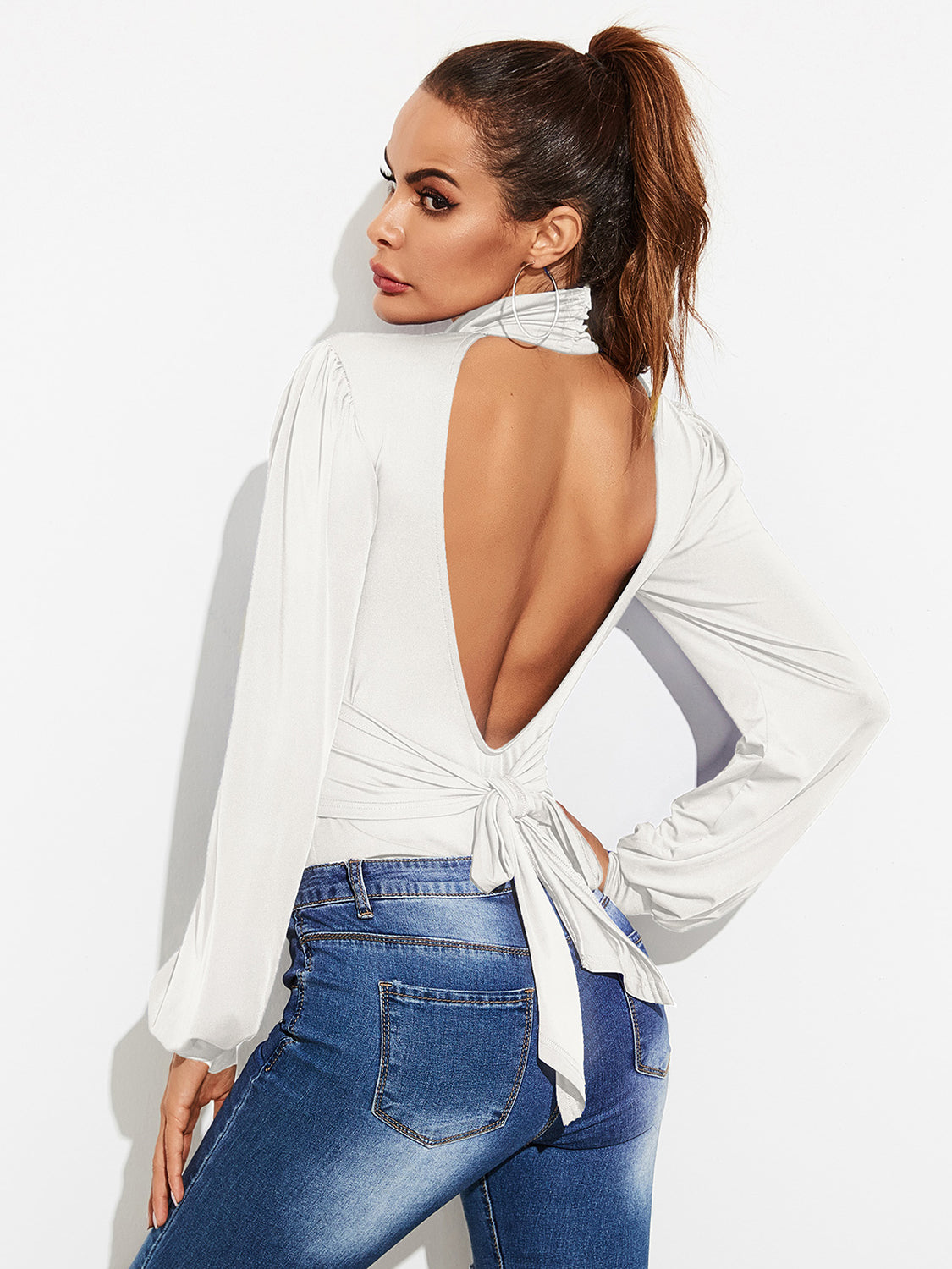Backless Tie-Waist Bodysuit