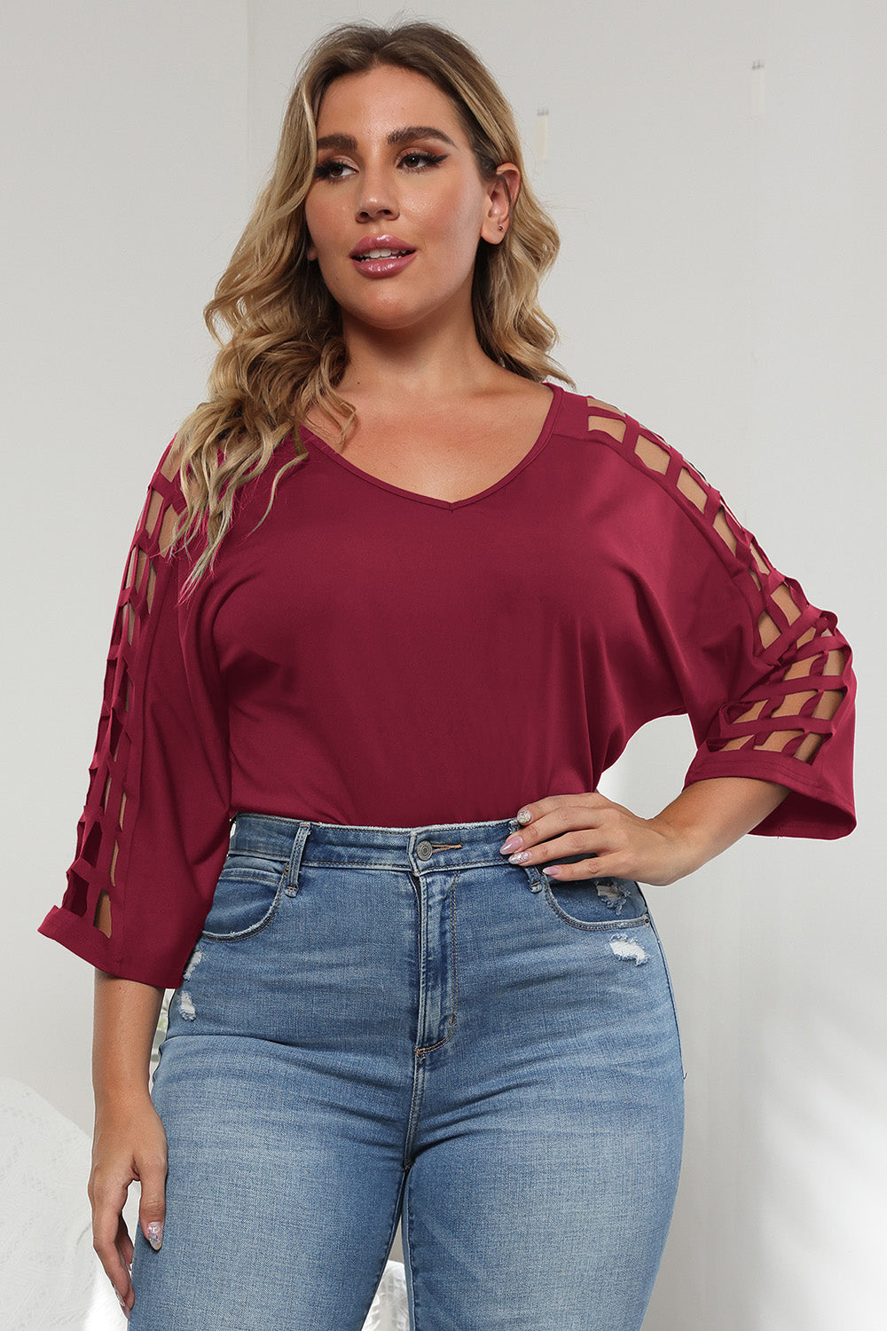 Chic Cutout 3/4 Sleeve Top