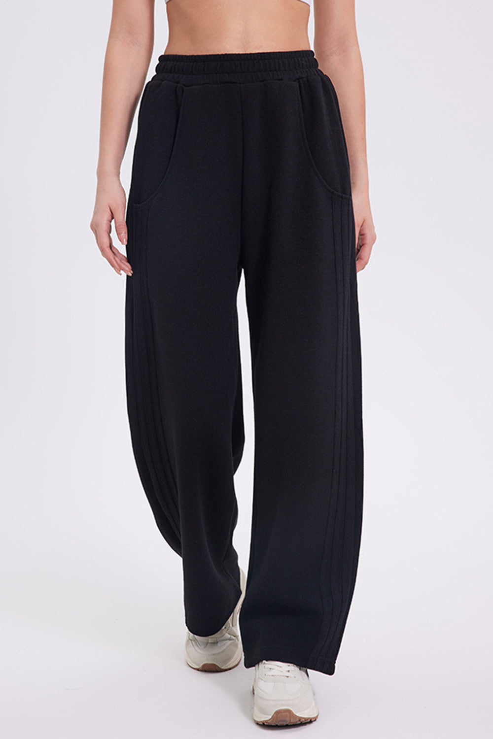 Elastic Waist Straight-Leg Pants