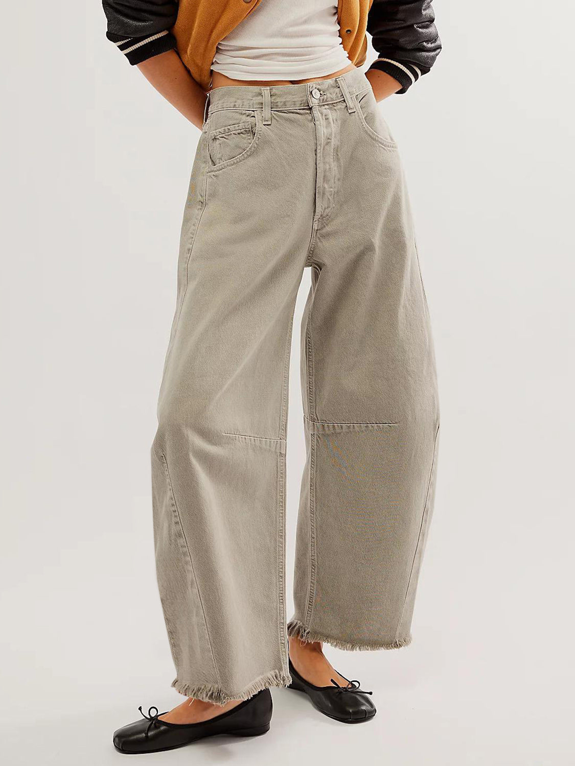 Raw Hem Wide Leg Jeans