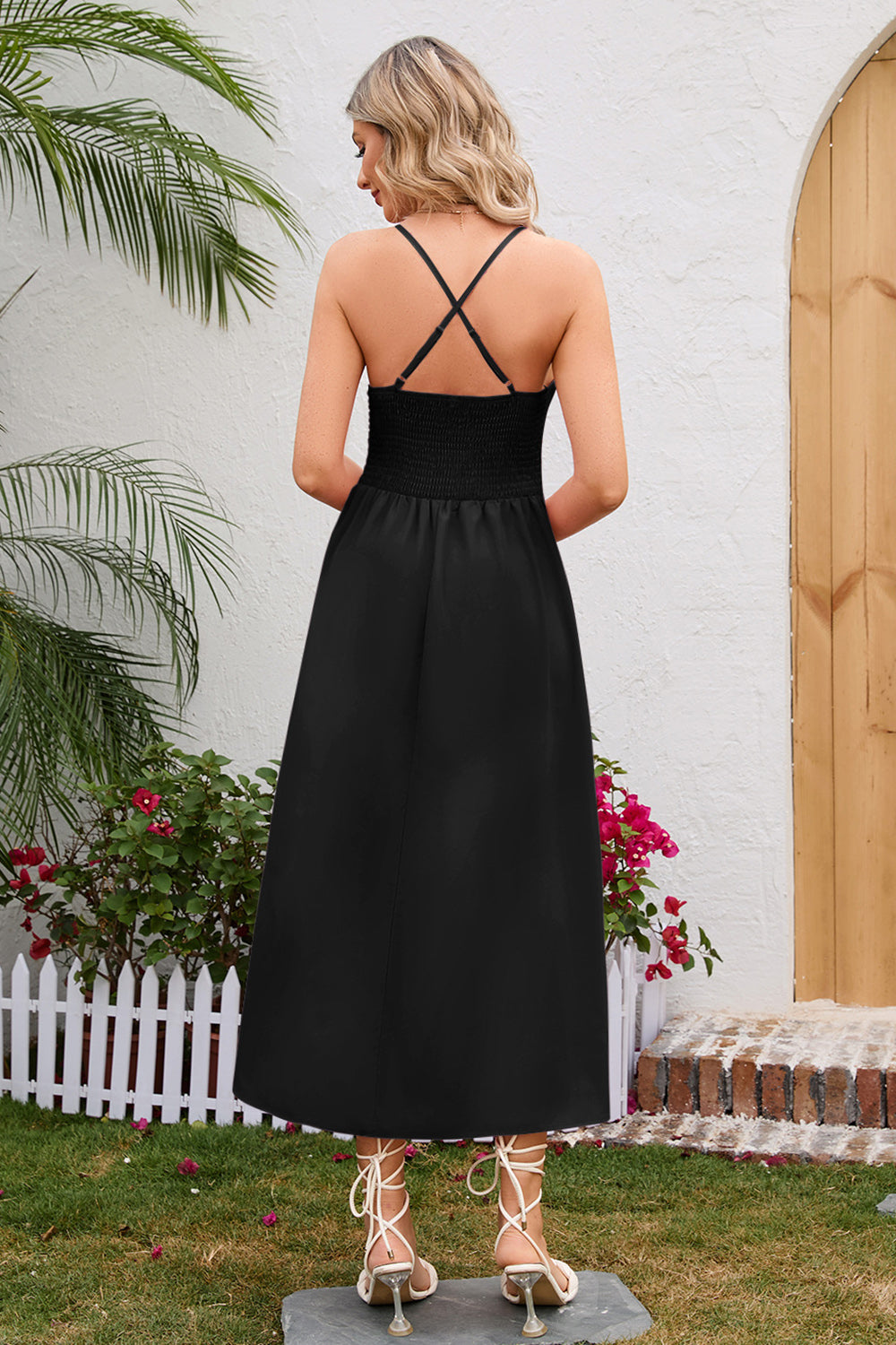 Crisscross Smocked Maxi Dress