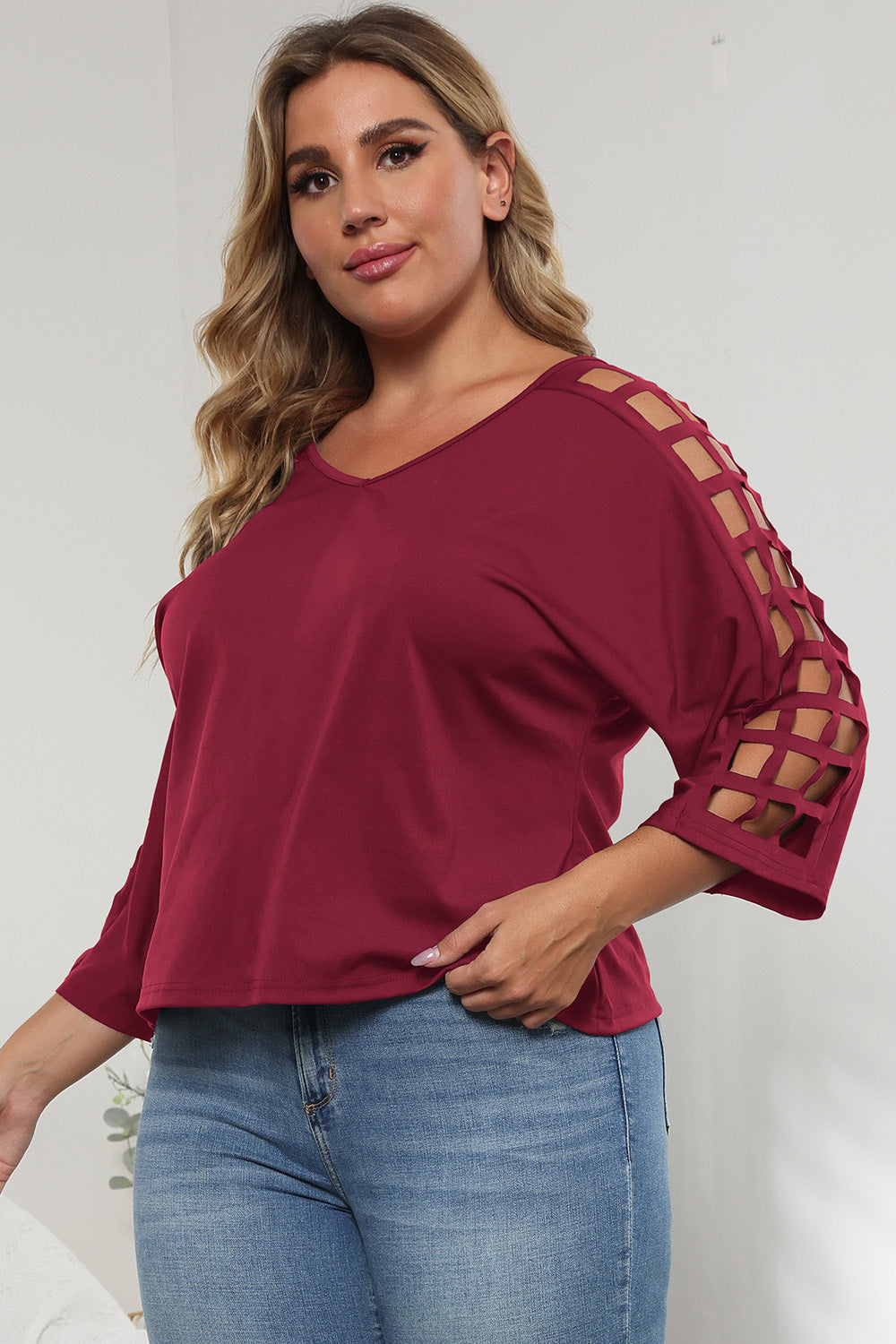 Chic Cutout 3/4 Sleeve Top