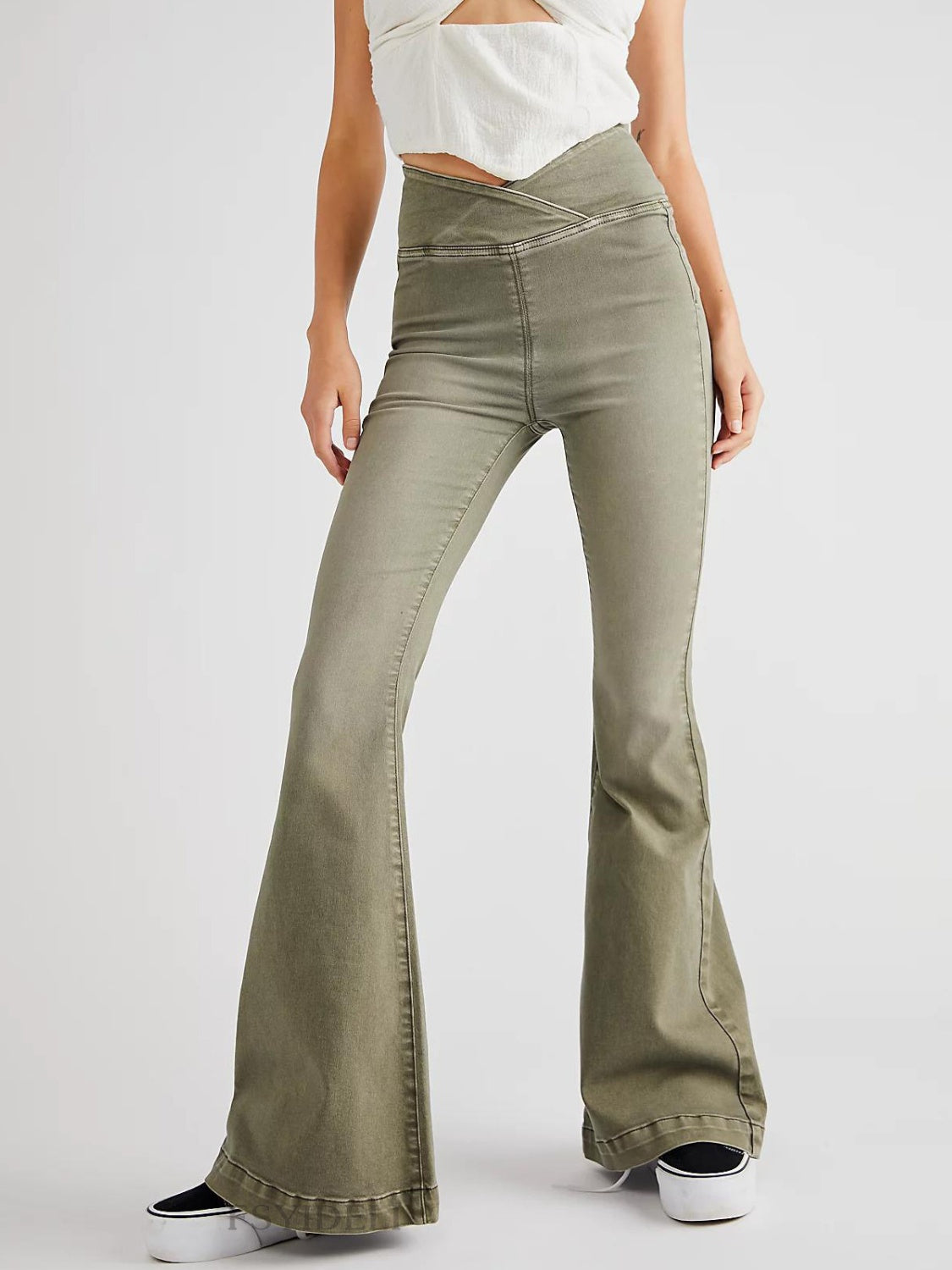 Asymmetric High-Waist Flare Jeans