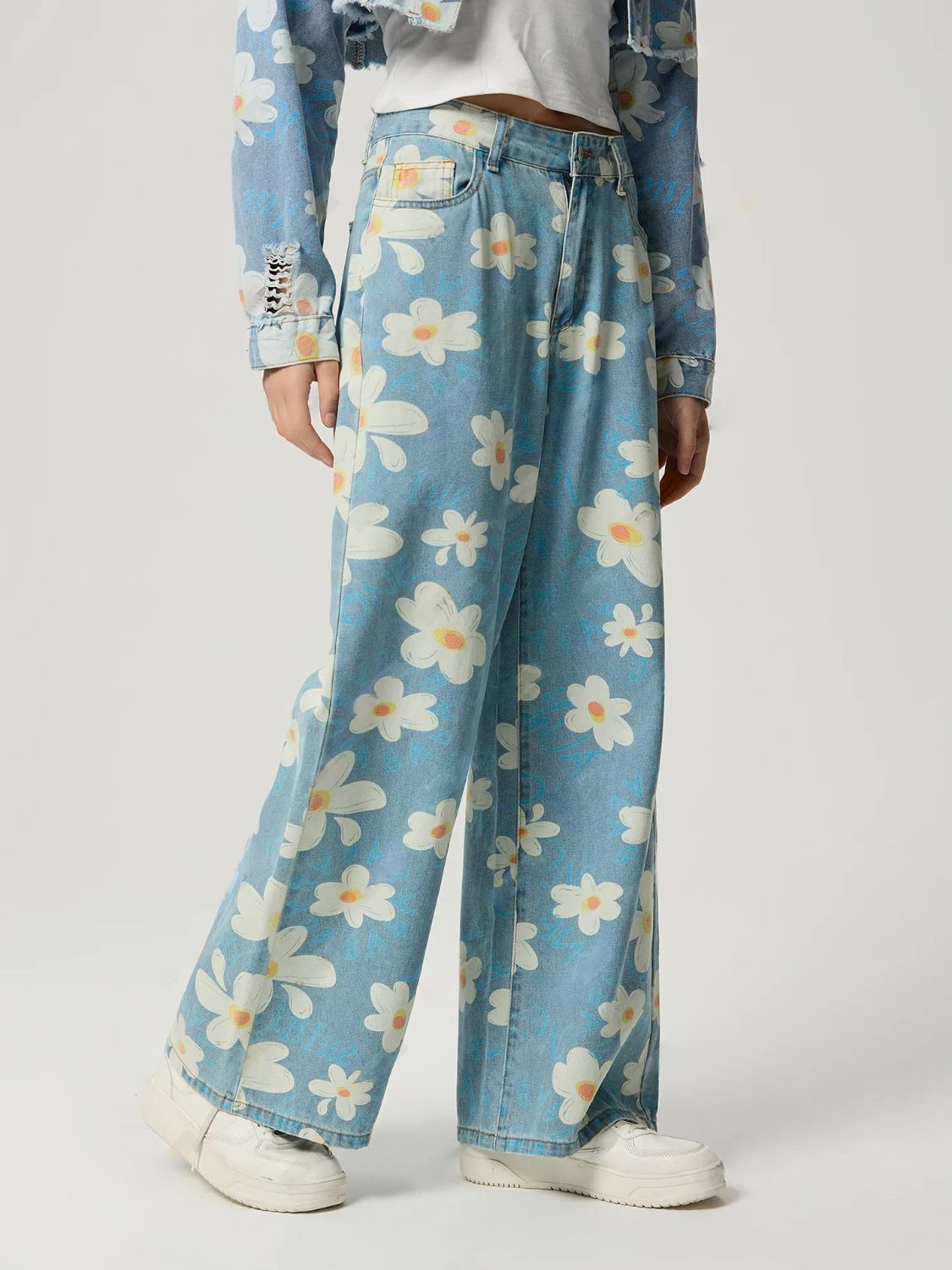 Floral Wide Leg Jeans