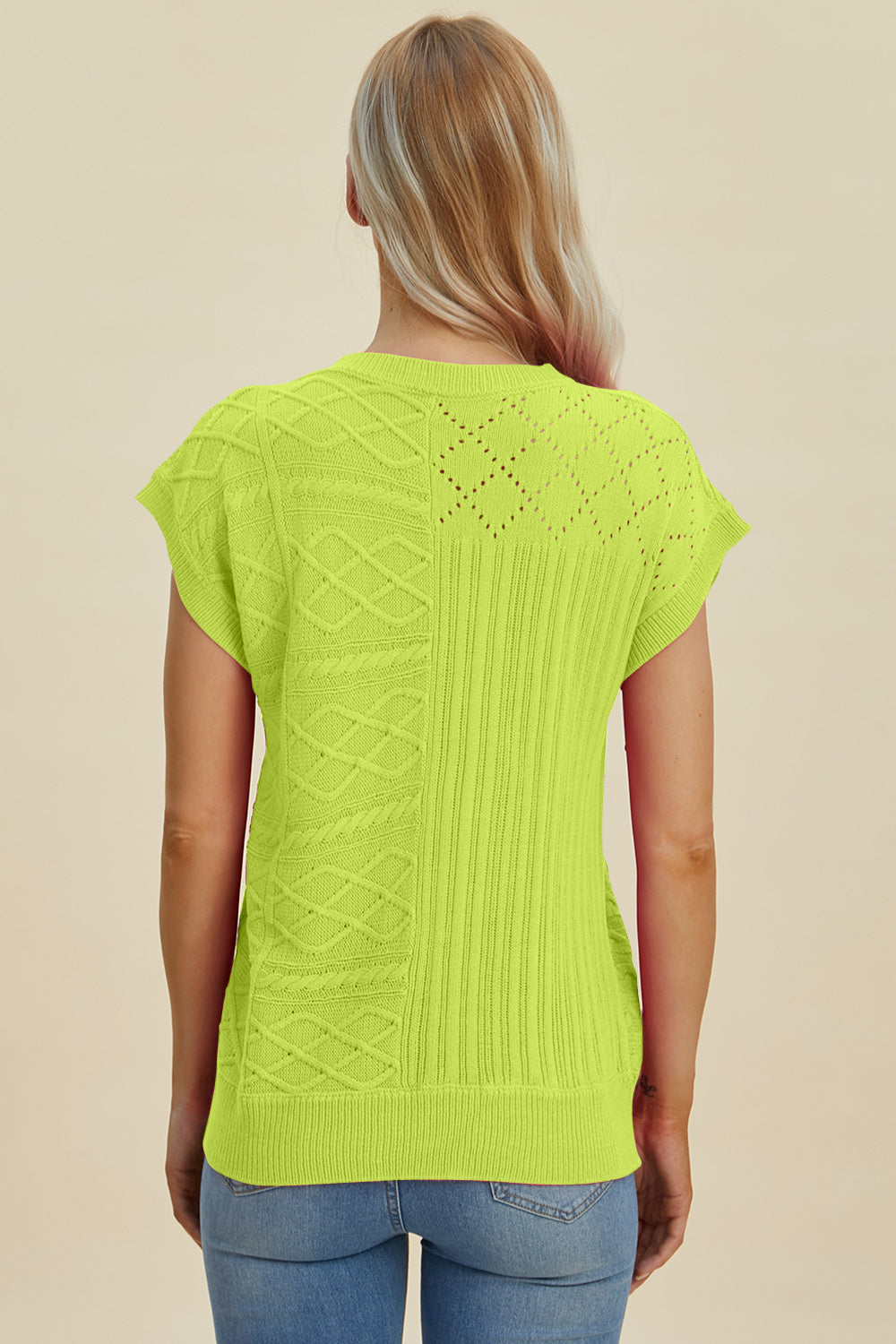 Cable-Knit Cap Sleeve Sweater