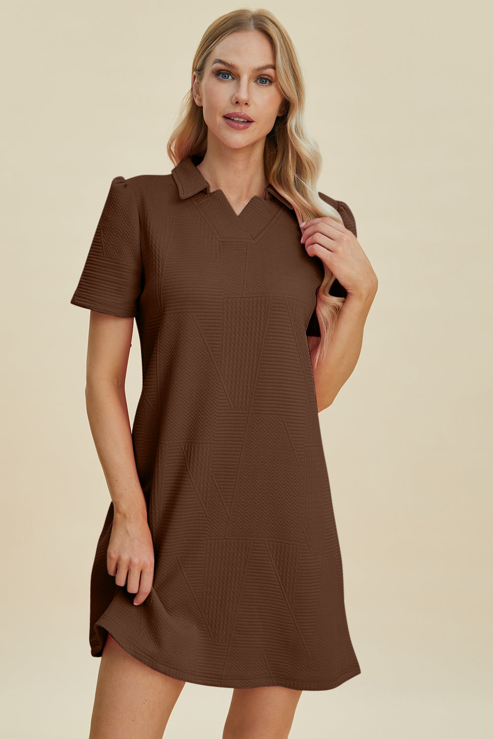 Textured Short Sleeve Dress
