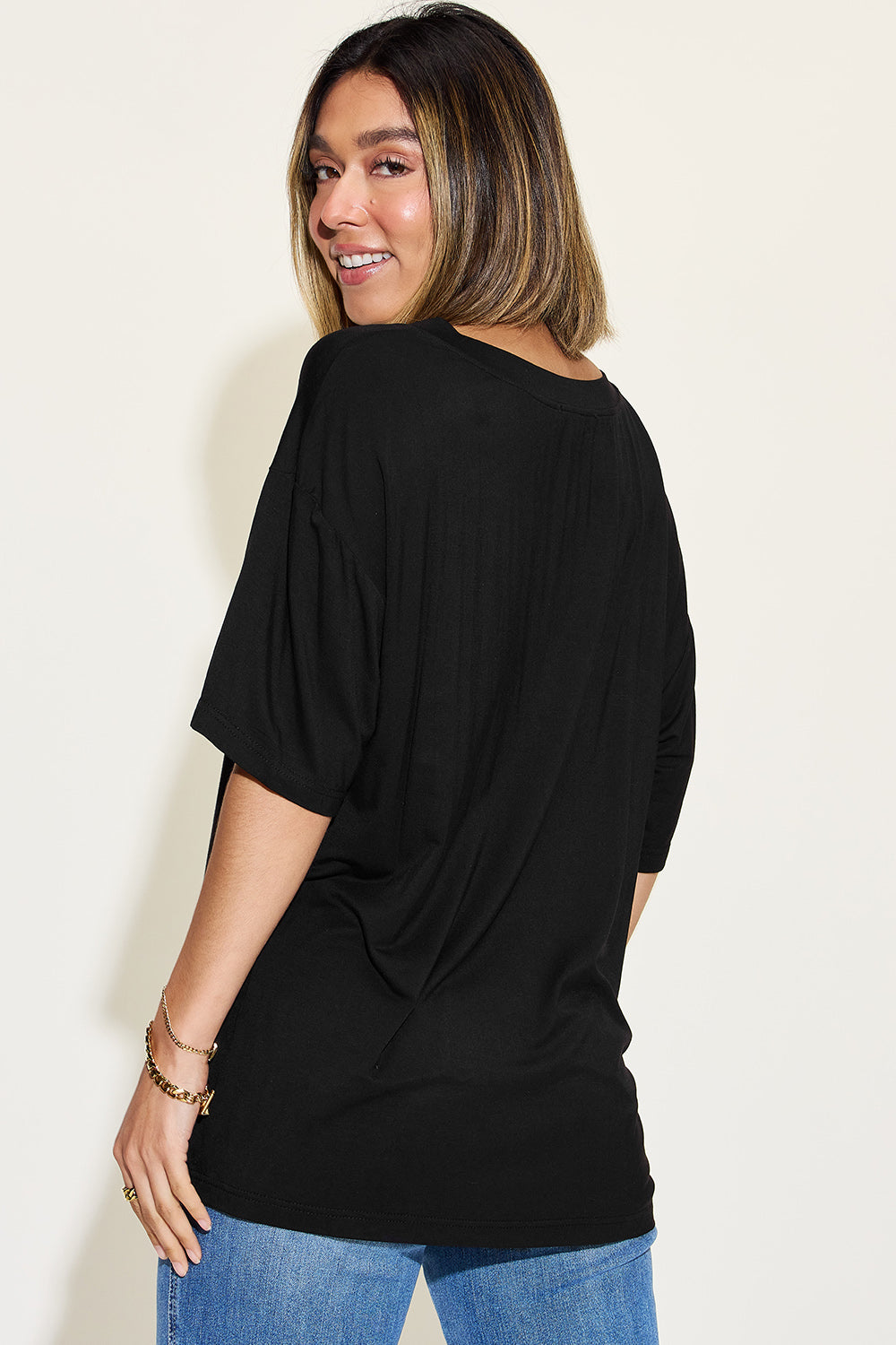 Bamboo V-Neck Drop Shoulder T-Shirt