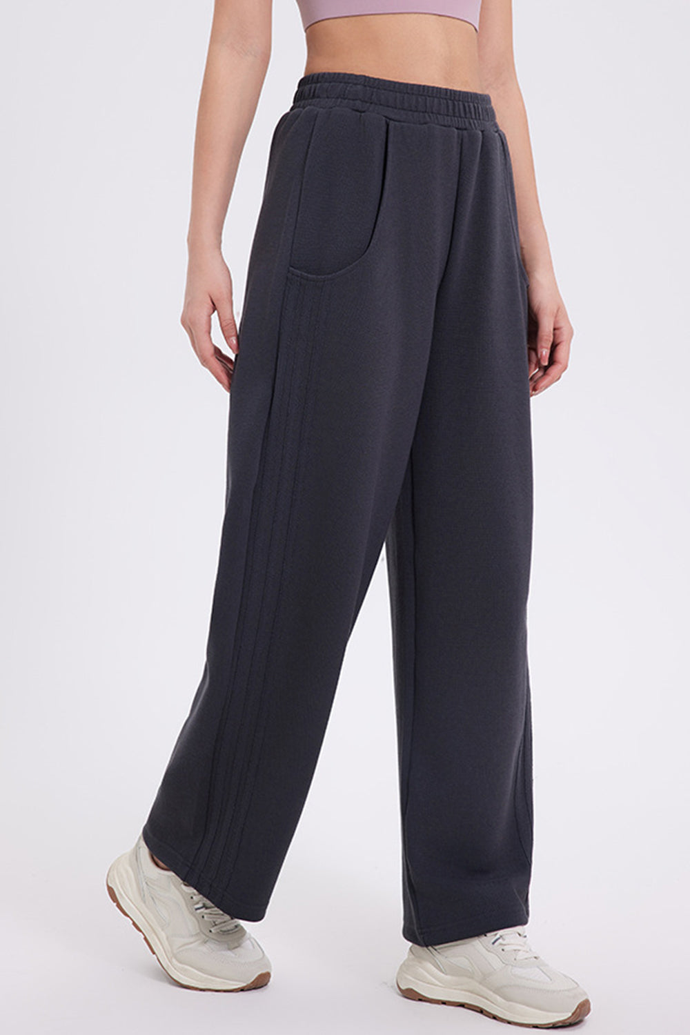 Elastic Waist Straight-Leg Pants