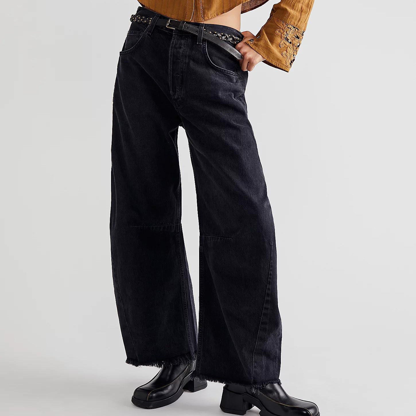 Raw Hem Wide Leg Jeans