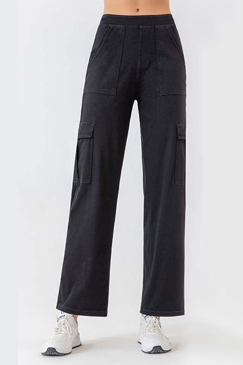 Buttoned Pocket Long Jeans