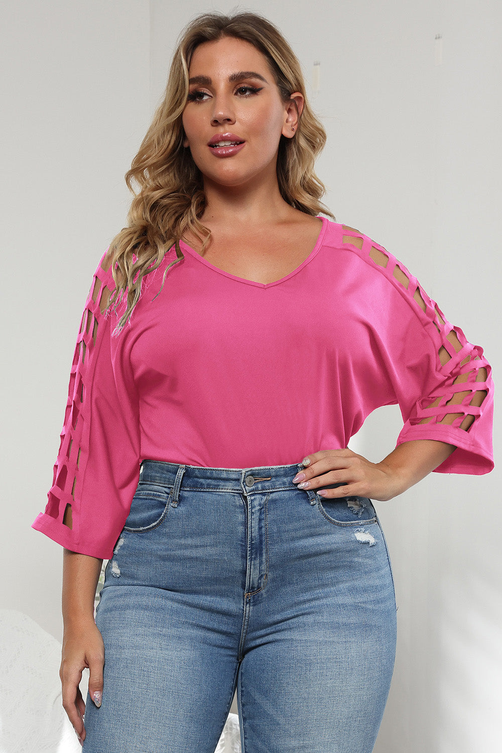 Chic Cutout 3/4 Sleeve Top
