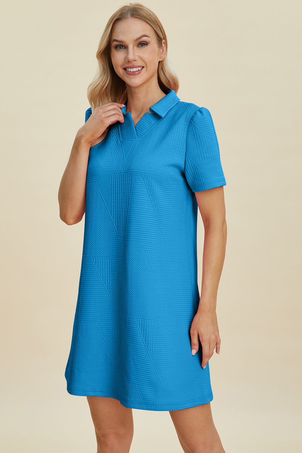 Textured Short Sleeve Dress