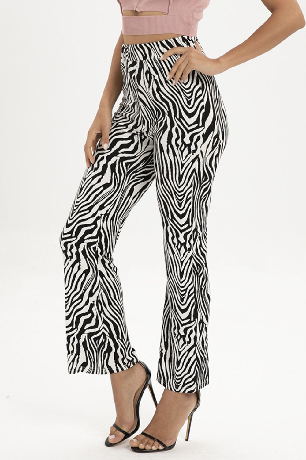 Zebra Print Straight-Leg Pants