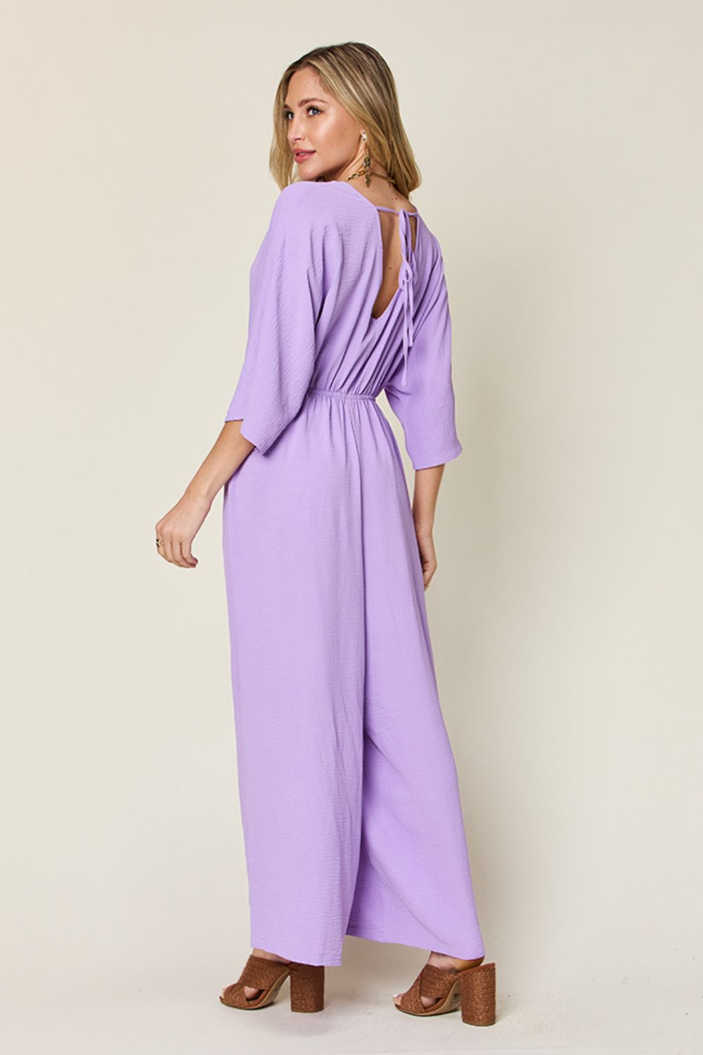 Surplice Wide-Leg Jumpsuit with Pockets