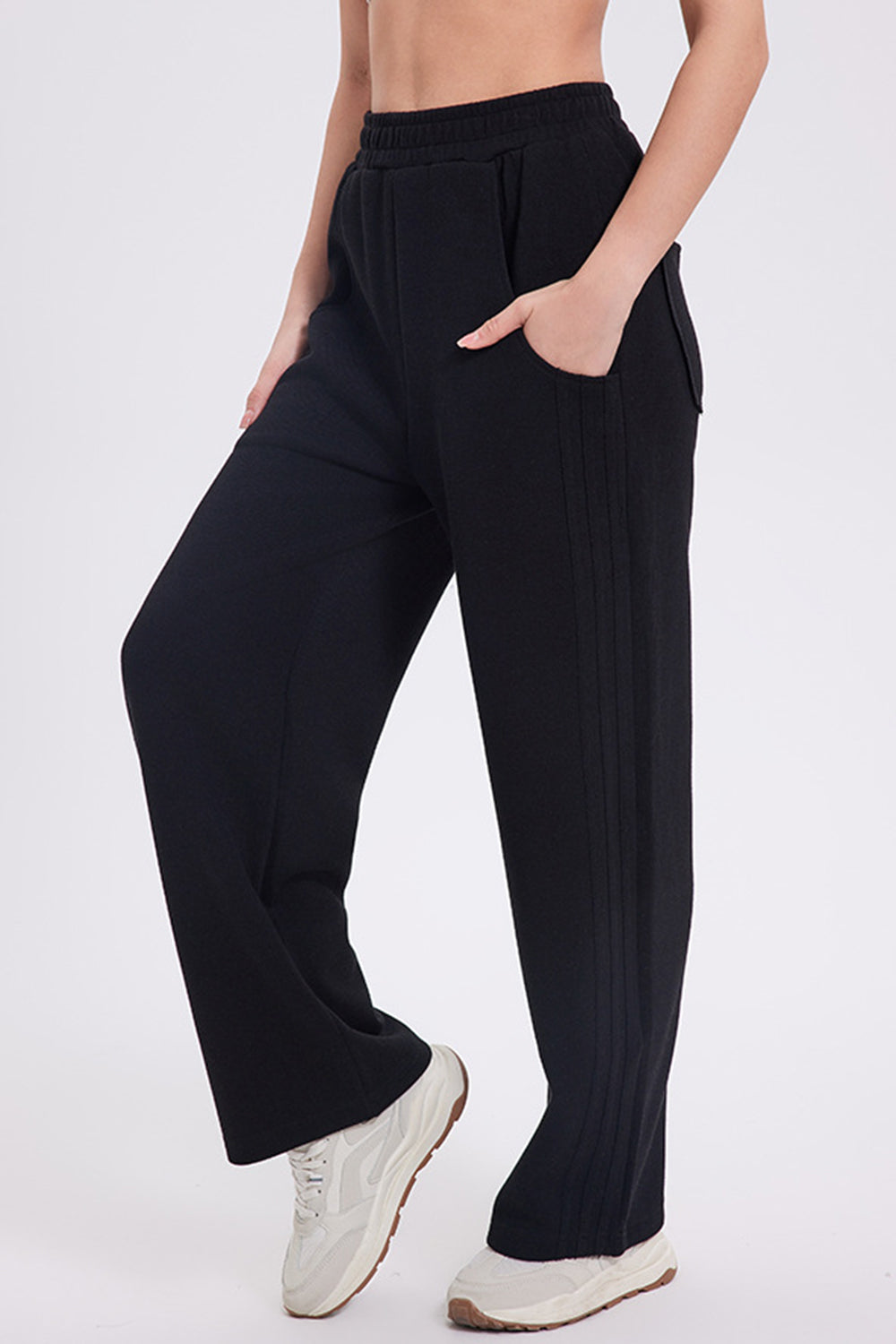 Elastic Waist Straight-Leg Pants