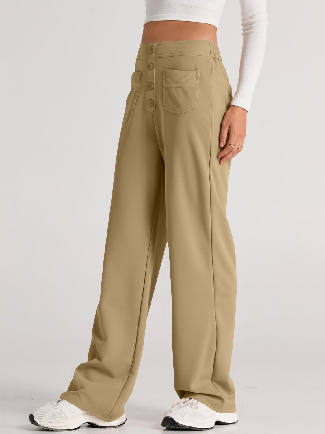 High-Waist Wide-Leg Pants with Pockets