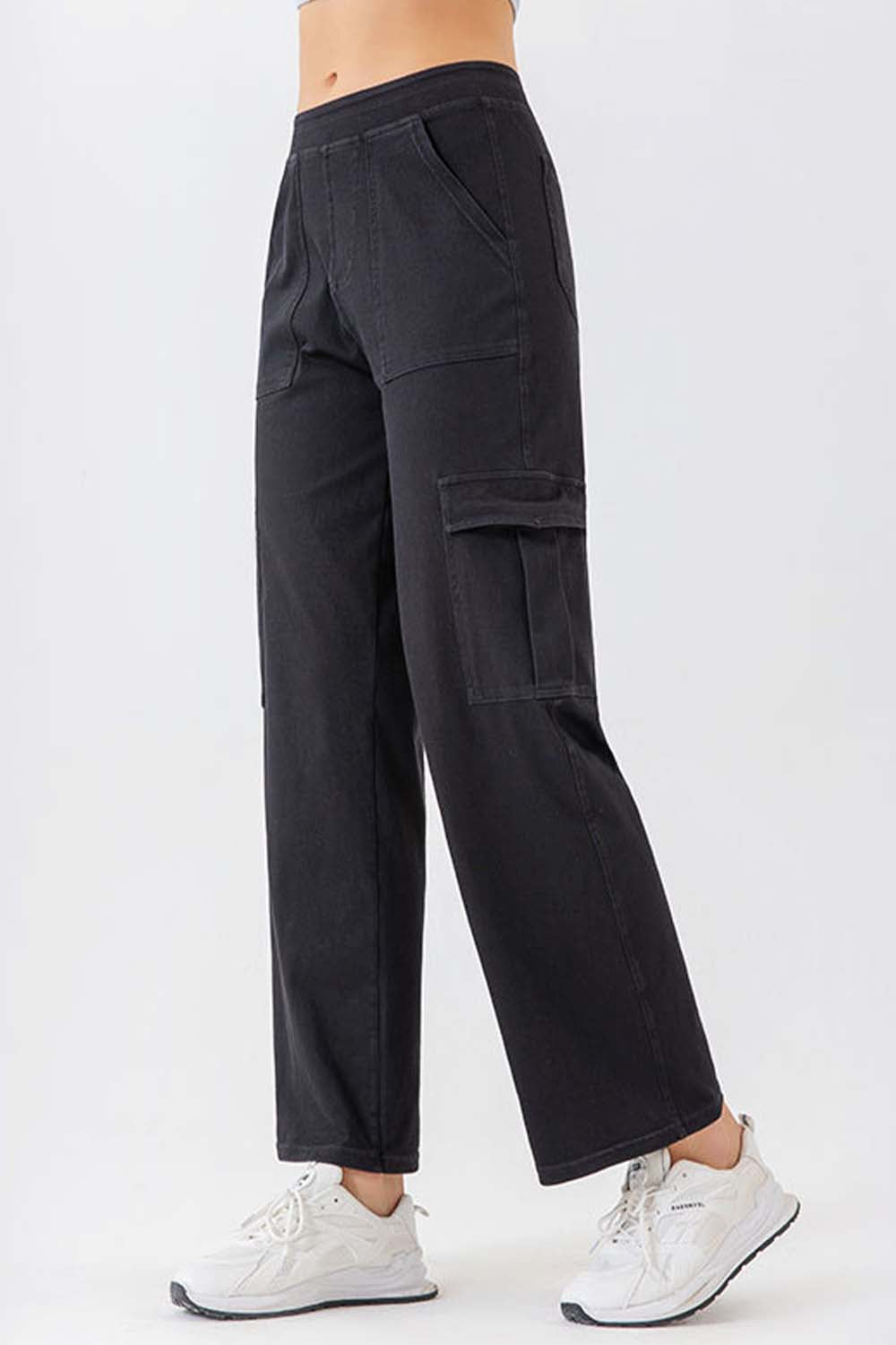 Buttoned Pocket Long Jeans