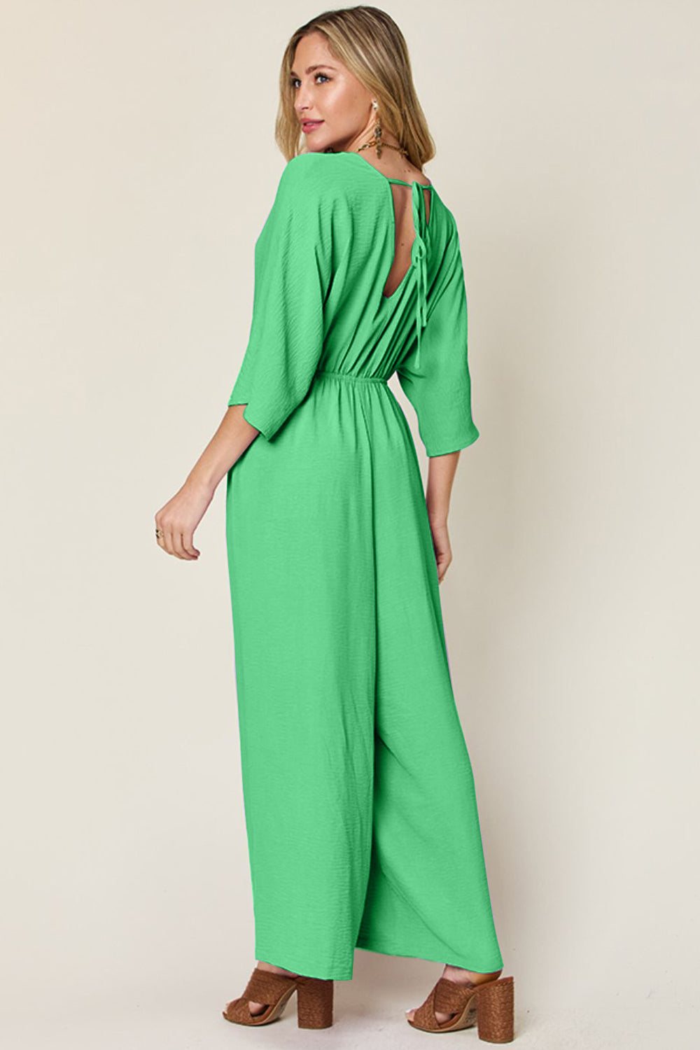 Surplice Wide-Leg Jumpsuit with Pockets