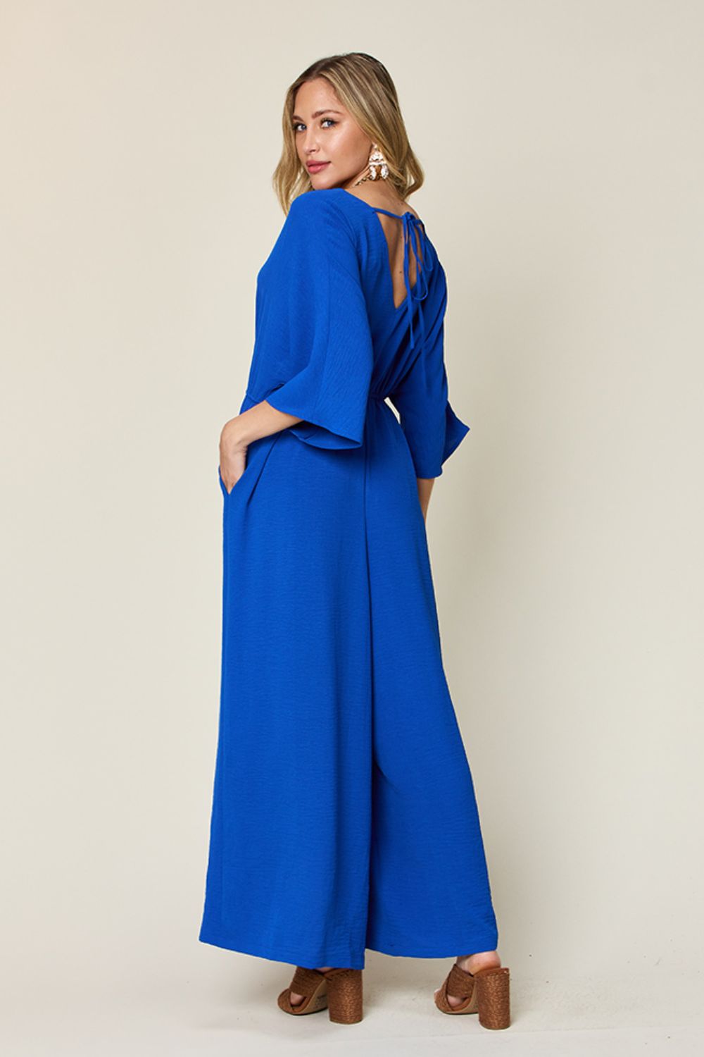 Surplice Wide-Leg Jumpsuit with Pockets