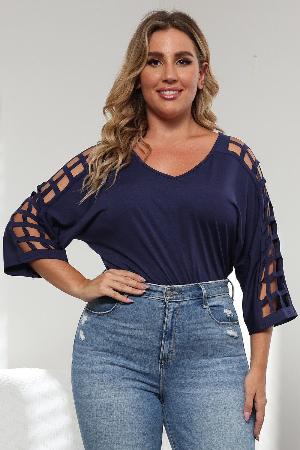 Chic Cutout 3/4 Sleeve Top