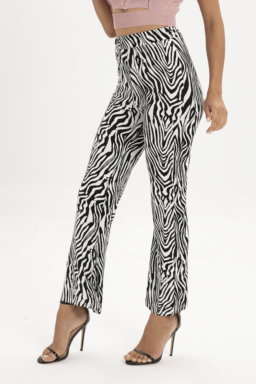 Zebra Print Straight-Leg Pants
