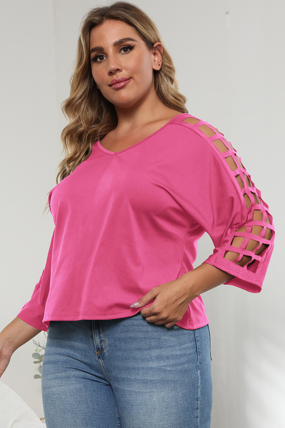 Chic Cutout 3/4 Sleeve Top